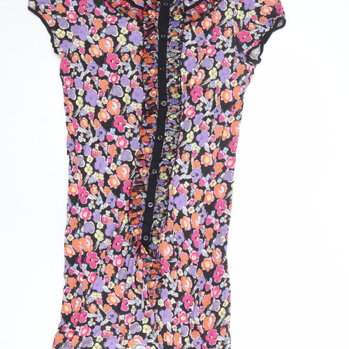 NEXT Womens Multicoloured Floral Viscose Shift Size 16 Round Neck Button