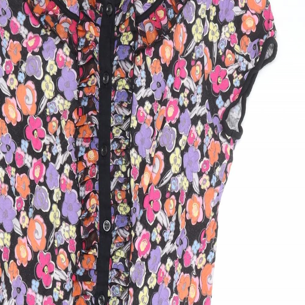 NEXT Womens Multicoloured Floral Viscose Shift Size 16 Round Neck Button