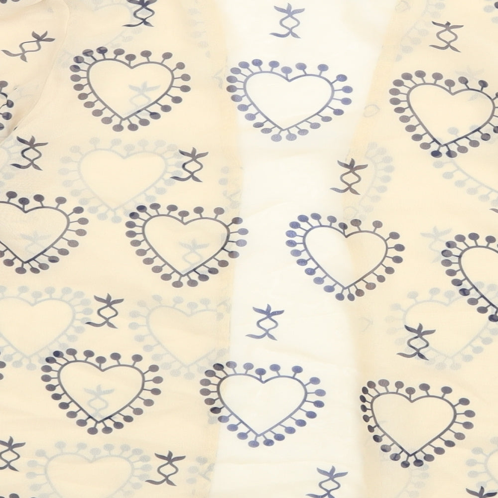 Boohoo Womens Beige Geometric Polyester Basic Blouse Size M V-Neck - Heart Pattern