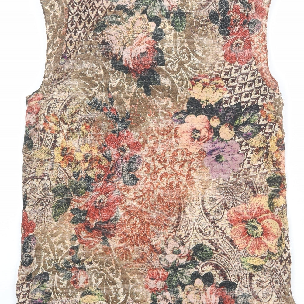 Mango Womens Multicoloured Floral Polyester Basic Tank Size M Scoop Neck