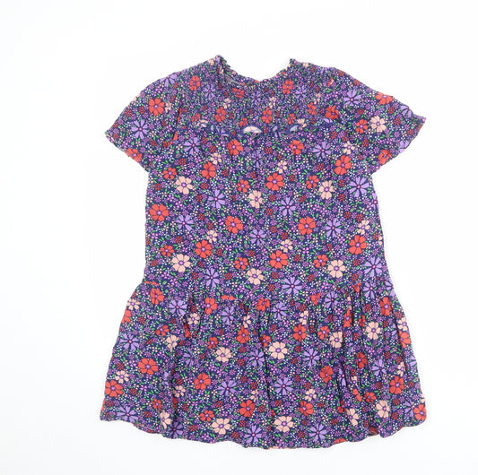 NEXT Girls Multicoloured Floral Viscose Trapeze & Swing Size 10 Years Round Neck Button