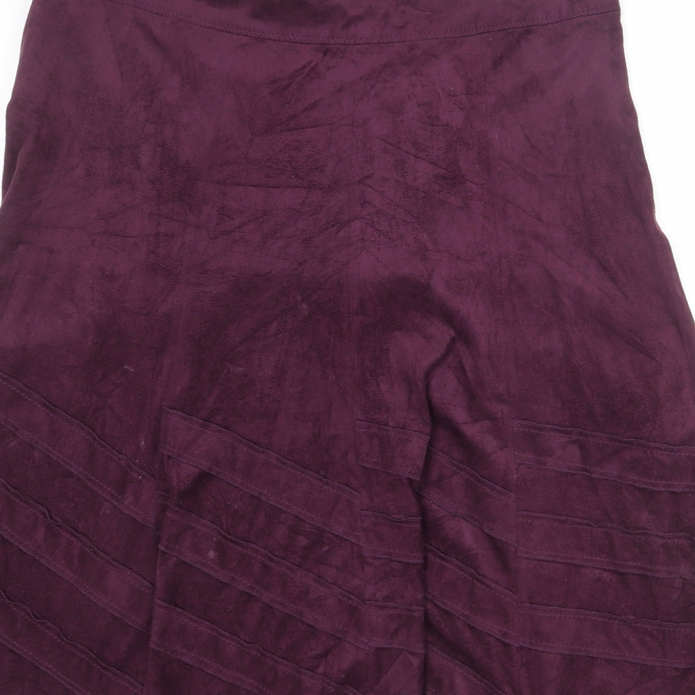 M&Co Womens Purple Striped Polyester Swing Skirt Size 16 Zip