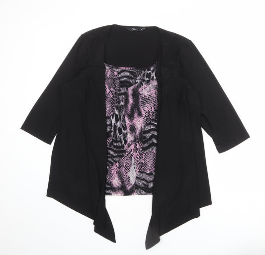 Bonmarché Womens Black Polyester Basic Blouse Size 16 Scoop Neck - Twin Set