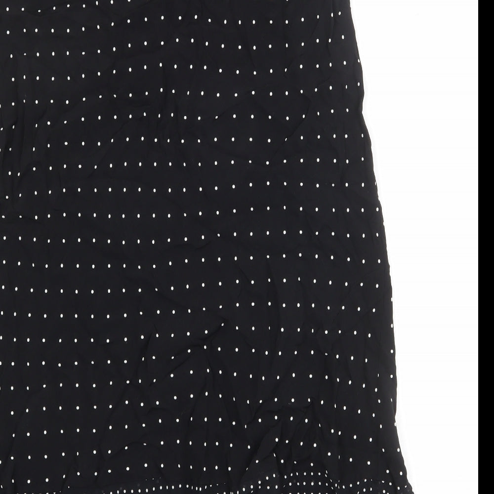 Marks and Spencer Womens Black Polka Dot Viscose A-Line Skirt Size 16
