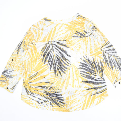 Just Elegance Womens Multicoloured Geometric Polyester Basic Button-Up Size XL V-Neck - Leaf Print