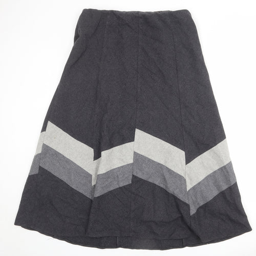 Marks and Spencer Womens Grey Striped Wool Swing Skirt Size 16