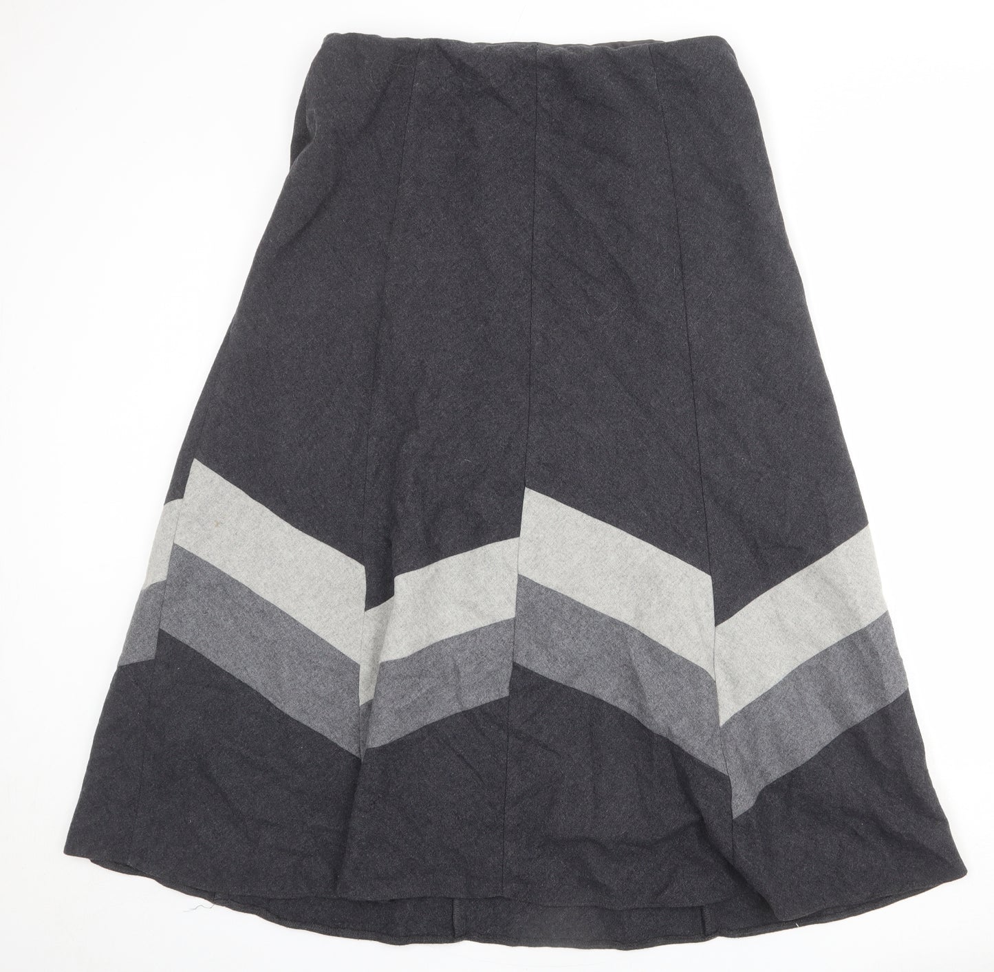 Marks and Spencer Womens Grey Striped Wool Swing Skirt Size 16