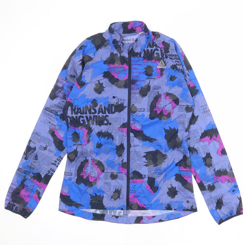 Reebok Womens Multicoloured Geometric Windbreaker Jacket Size S Zip