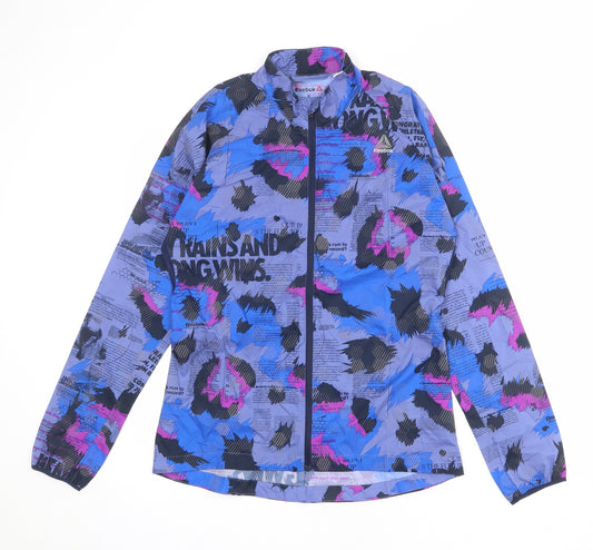 Reebok Womens Multicoloured Geometric Windbreaker Jacket Size S Zip