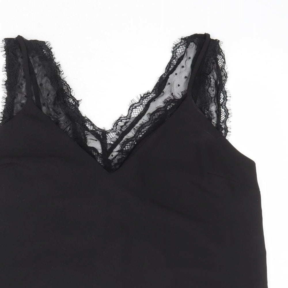 ASOS Womens Black Polyester Basic Tank Size 14 V-Neck
