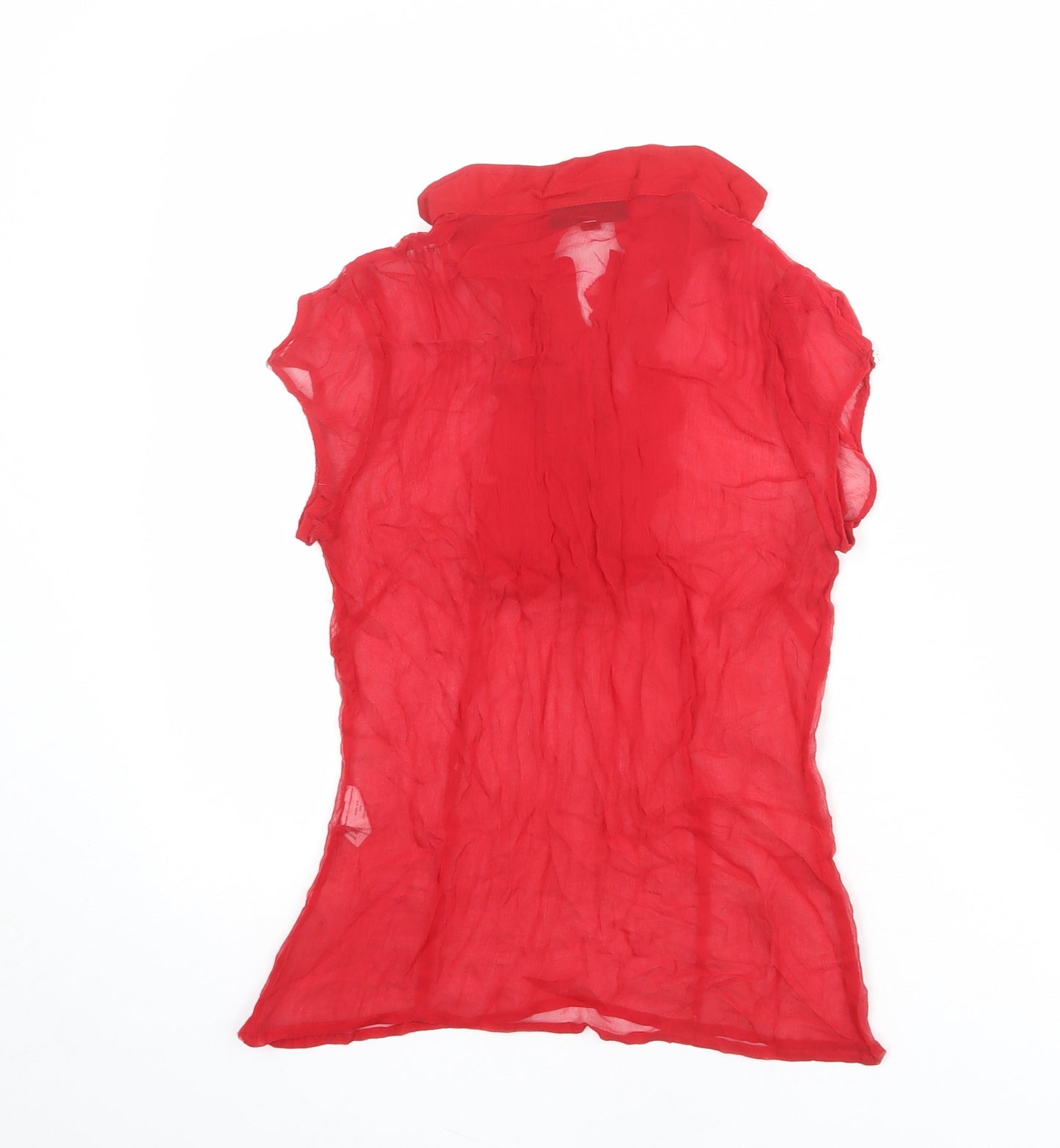 Warehouse Womens Red Silk Basic Blouse Size 10 V-Neck