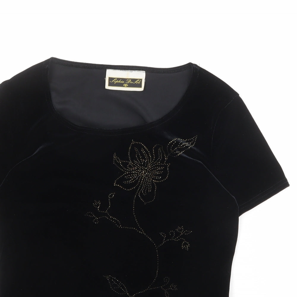 Sophia De Sol Womens Black Polyester Basic T-Shirt Size 12 Round Neck