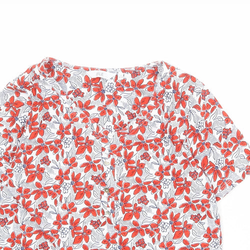 EWM Womens Multicoloured Floral 100% Cotton Basic T-Shirt Size 10 Round Neck - Size 10/12
