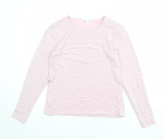 Libra Womens Pink Acetate Basic T-Shirt Size 10 Round Neck