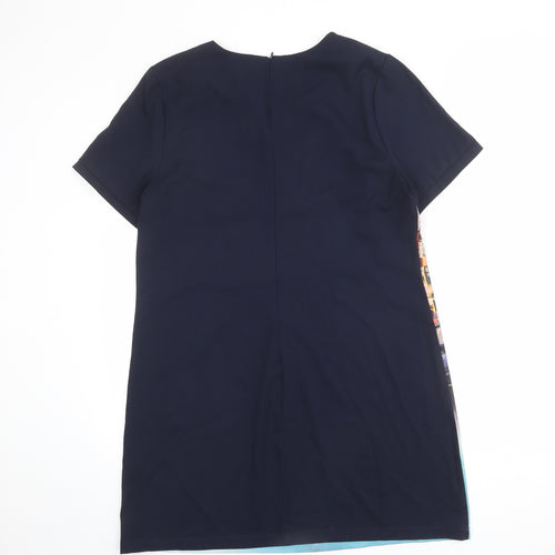 Yumi Womens Multicoloured Geometric Polyester T-Shirt Dress Size 14 Round Neck Zip