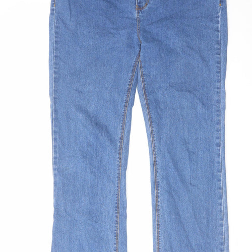 Avon Womens Blue Cotton Bootcut Jeans Size 16 L31 in Regular Zip
