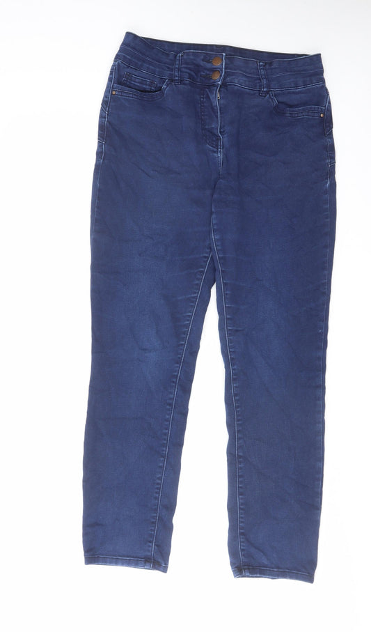 M&Co Womens Blue Cotton Skinny Jeans Size 12 L28 in Regular Zip