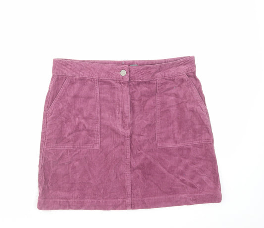Nutmeg Womens Purple Cotton Mini Skirt Size 10 Zip
