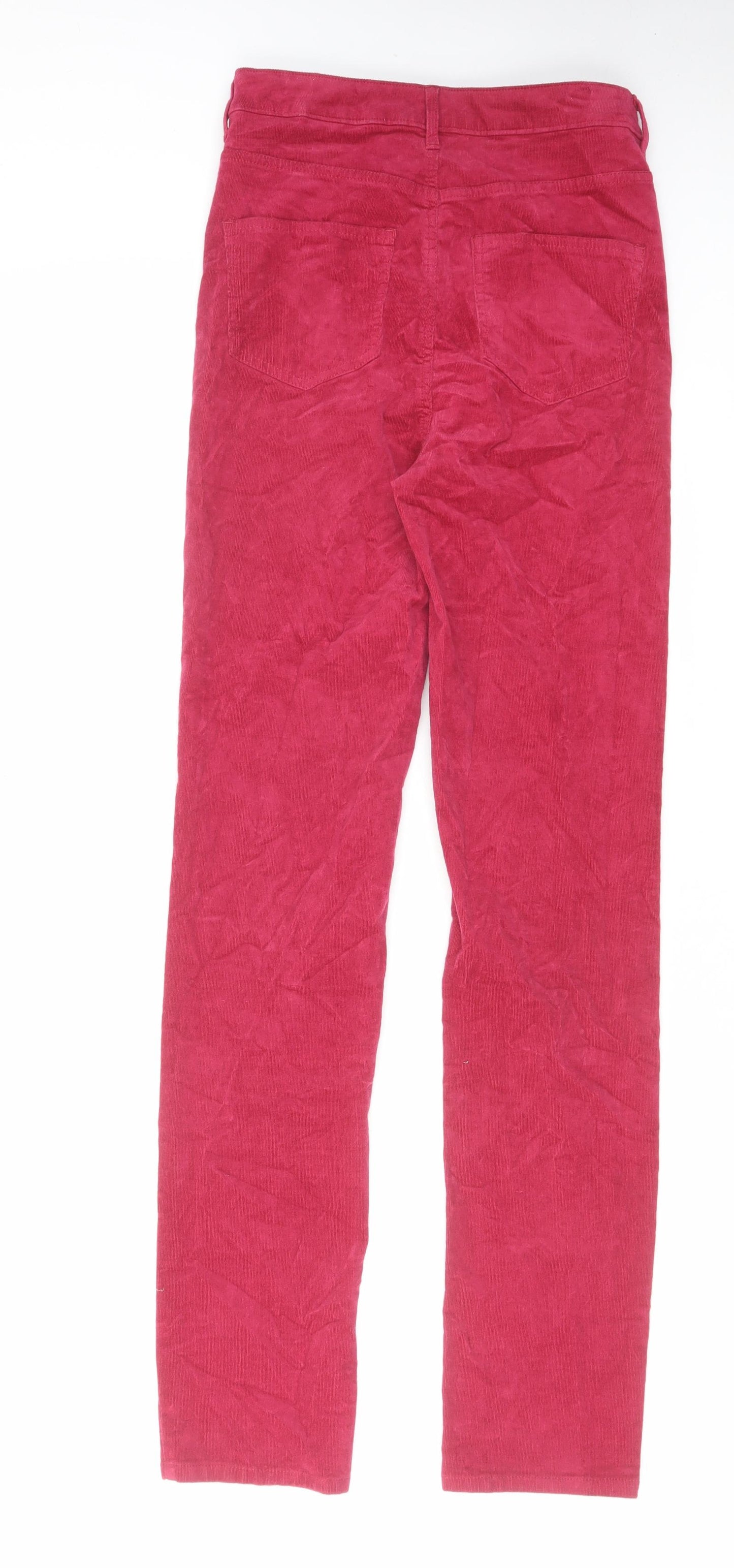 Marks and Spencer Womens Pink Cotton Trousers Size 8 L33 in Regular Zip