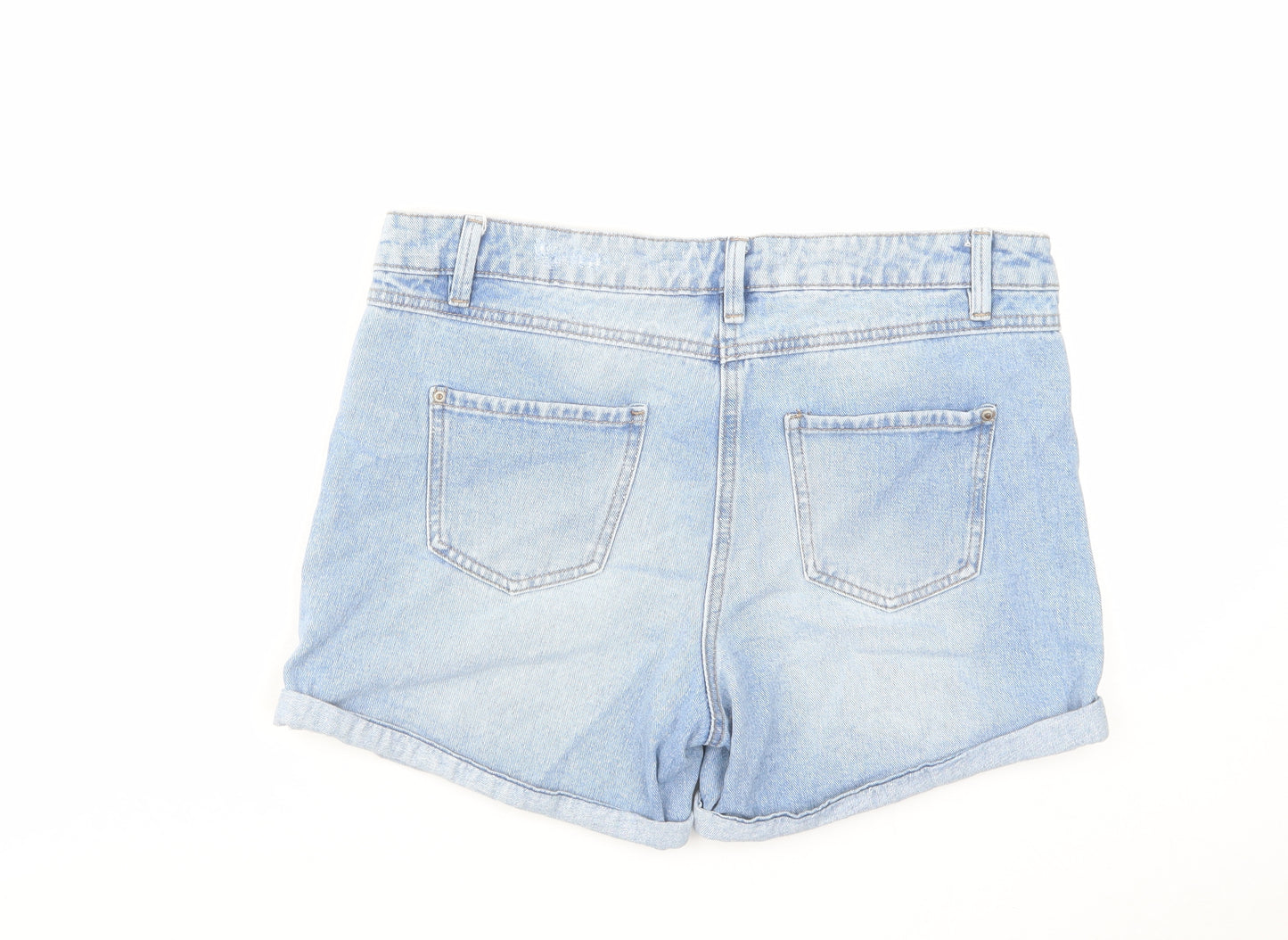 Papaya Womens Blue Cotton Mom Shorts Size 12 L4 in Regular Zip - Distressed