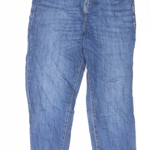 TU Womens Blue Cotton Straight Jeans Size 10 L24 in Regular Zip - Raw Hem