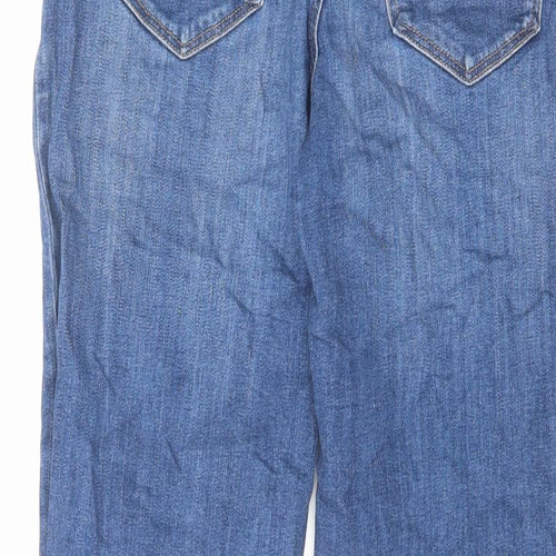 TU Womens Blue Cotton Straight Jeans Size 10 L24 in Regular Zip - Raw Hem
