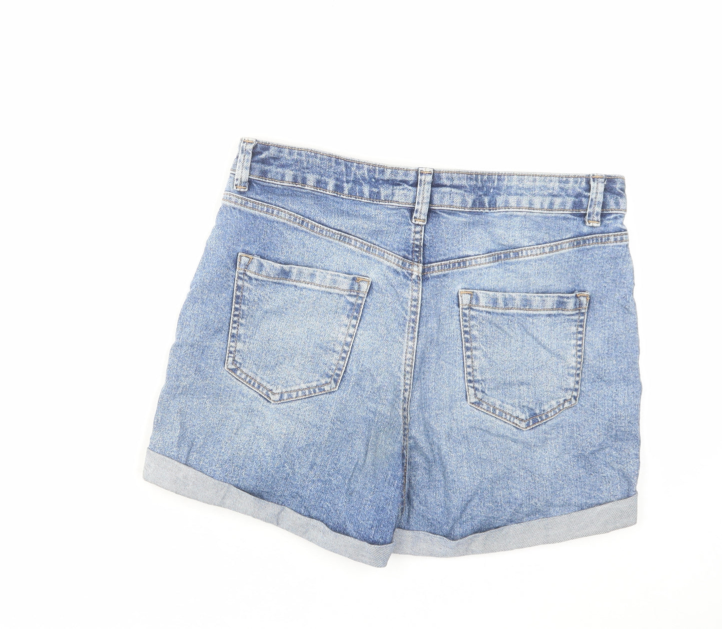 Denim & Co. Womens Blue Cotton Hot Pants Shorts Size 12 L4 in Regular Zip