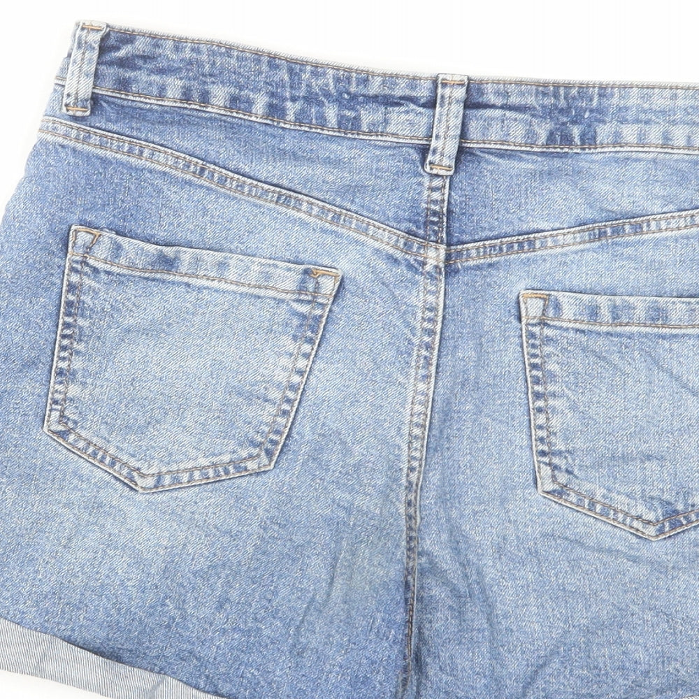 Denim & Co. Womens Blue Cotton Hot Pants Shorts Size 12 L4 in Regular Zip