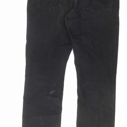 Marks and Spencer Mens Black Cotton Straight Jeans Size 36 in L31 in Regular Zip
