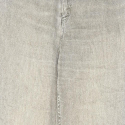 Marks and Spencer Womens Grey Cotton Straight Jeans Size 16 L31 in Regular Zip