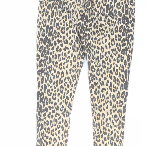 Denim & Co. Womens Brown Animal Print Cotton Skinny Jeans Size 14 L28 in Regular Zip - Leopard Print