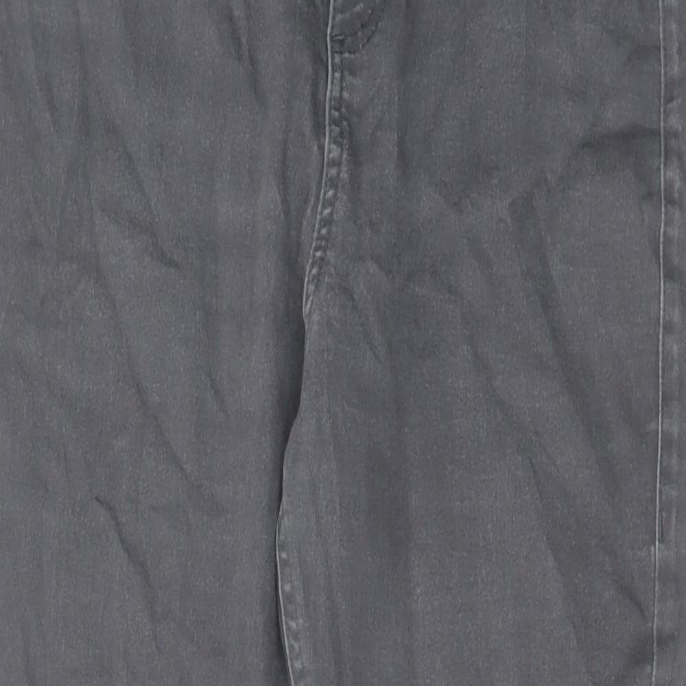 Marks and Spencer Womens Grey Cotton Skinny Jeans Size 14 L27 in Regular Zip