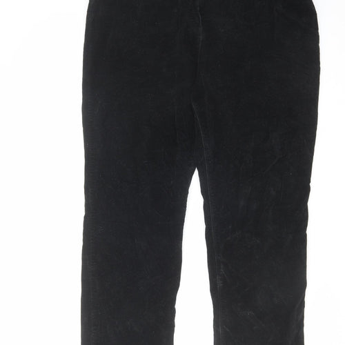 Classic Womens Black Cotton Trousers Size 16 L28 in Regular Zip