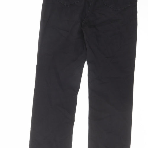 Per Una Womens Black Cotton Straight Jeans Size 14 L30 in Regular Zip
