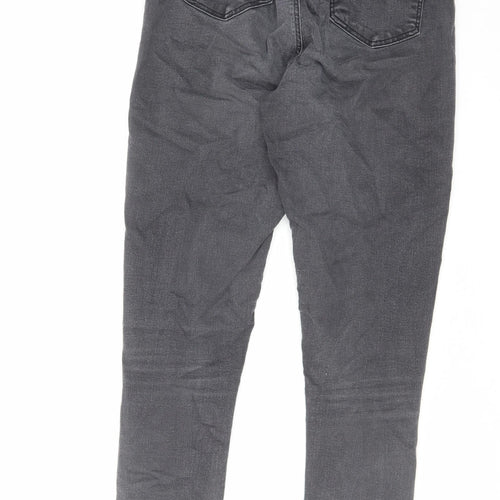 Topshop Womens Grey Cotton Skinny Jeans Size 12 L34 in Regular Zip