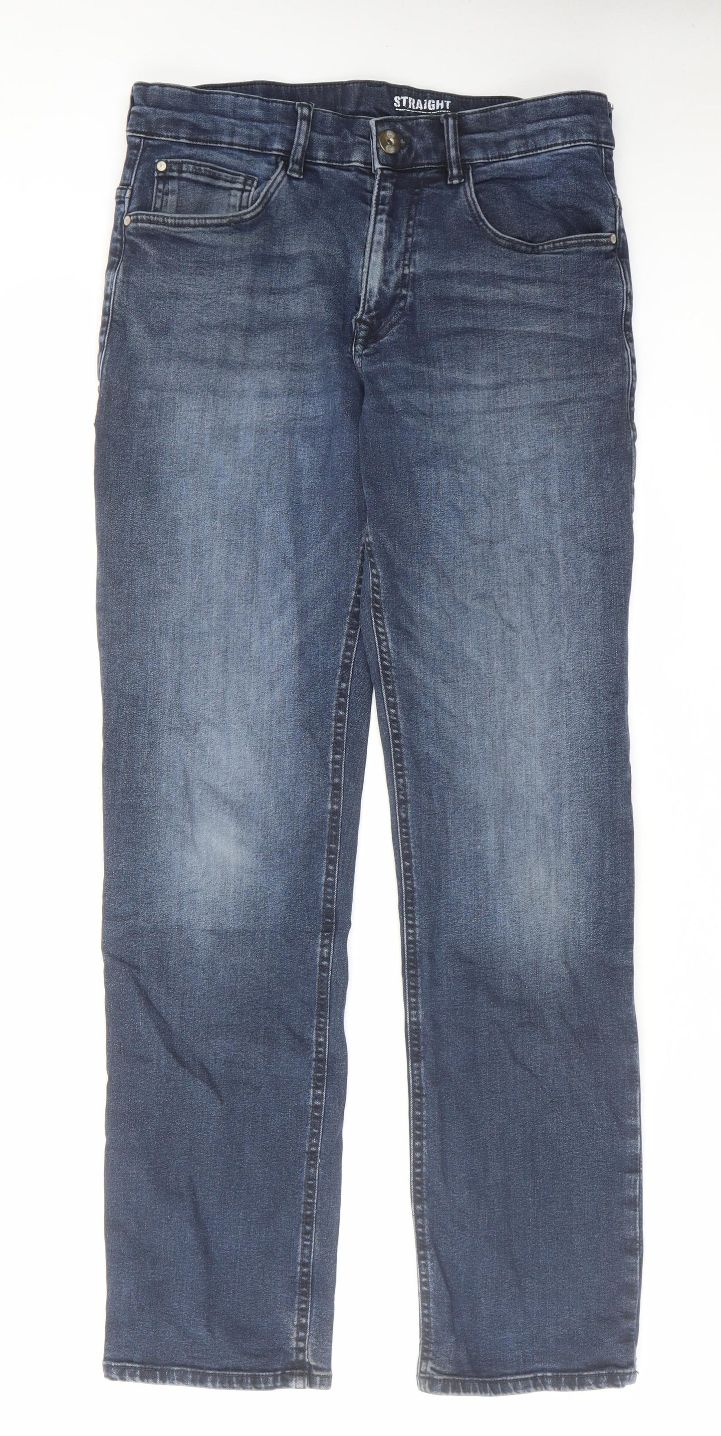 George Mens Blue Cotton Straight Jeans Size 30 in L31 in Regular Zip