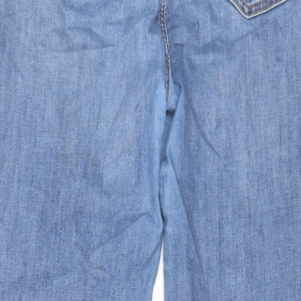 Marks and Spencer Womens Blue Cotton Straight Jeans Size 16 L29 in Regular Zip