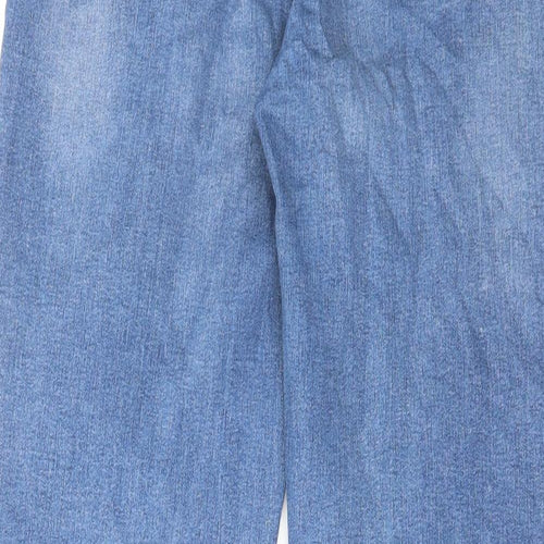Marks and Spencer Womens Blue Cotton Straight Jeans Size 16 L29 in Regular Zip