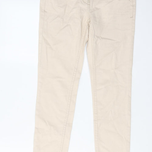 NEXT Womens Beige Cotton Skinny Jeans Size 6 L27 in Regular Zip