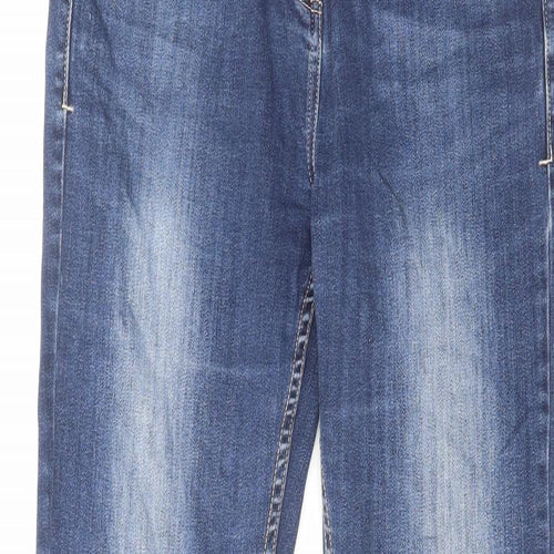 NEXT Womens Blue Cotton Straight Jeans Size 12 L29 in Regular Zip