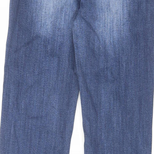 NEXT Womens Blue Cotton Straight Jeans Size 12 L29 in Regular Zip