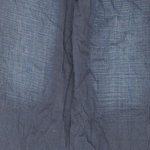 FCUK Womens Blue Cotton Wide-Leg Jeans Size 16 L32 in Regular Zip