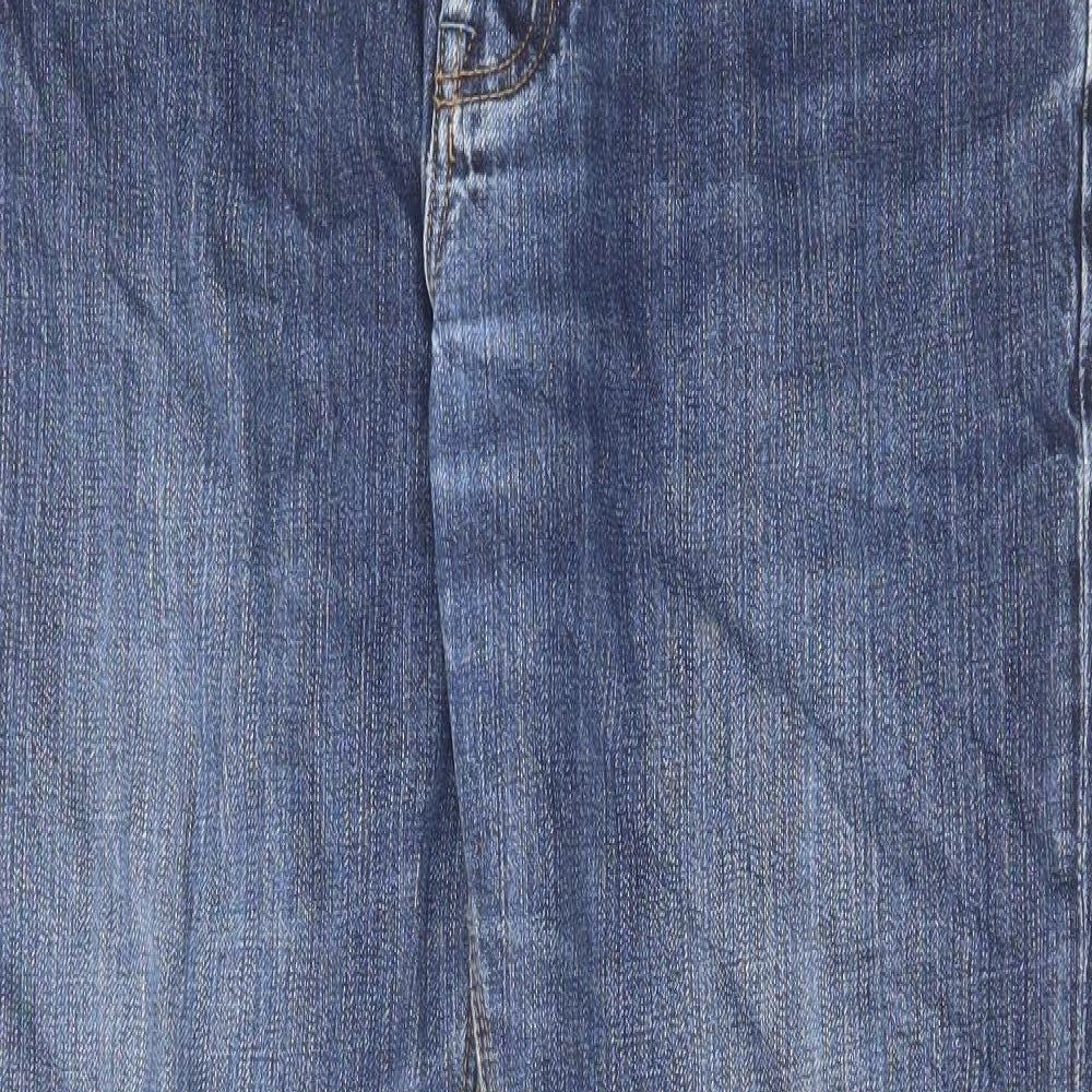Crew Clothing Mens Blue Cotton Straight Jeans Size 36 in L30 in Regular Button