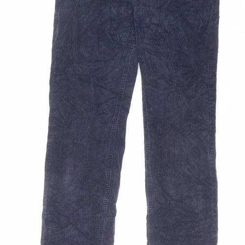 Marks and Spencer Womens Blue Cotton Trousers Size 10 L31 in Regular Zip