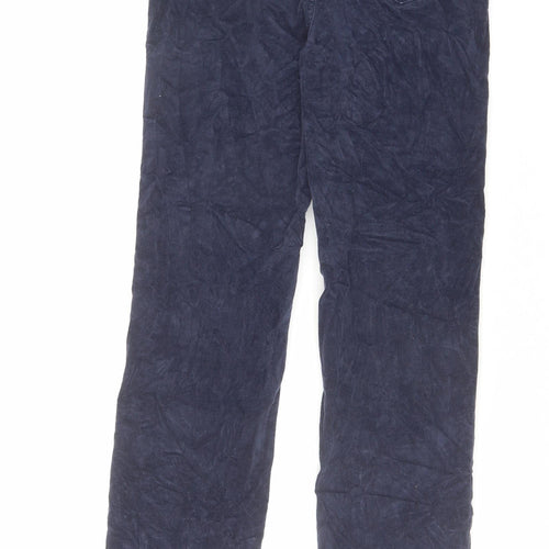 Marks and Spencer Womens Blue Cotton Trousers Size 10 L31 in Regular Zip