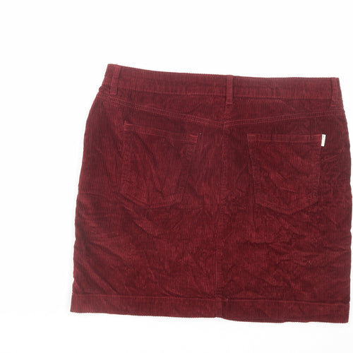 NEXT Womens Red Cotton A-Line Skirt Size 14 Zip