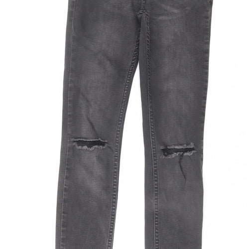New Look Womens Grey Cotton Skinny Jeans Size 8 L31 in Regular Zip