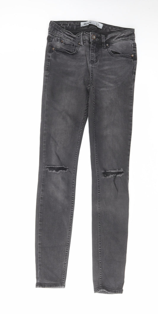 New Look Womens Grey Cotton Skinny Jeans Size 8 L31 in Regular Zip
