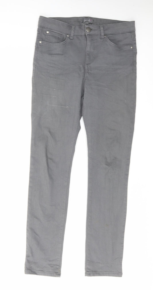 Per Una Womens Grey Cotton Skinny Jeans Size 12 L29 in Regular Zip