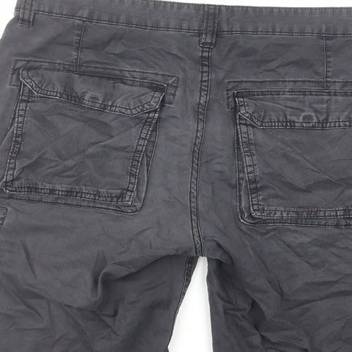 Shine Original Mens Grey Paisley Cotton Cargo Shorts Size M L11 in Regular Zip